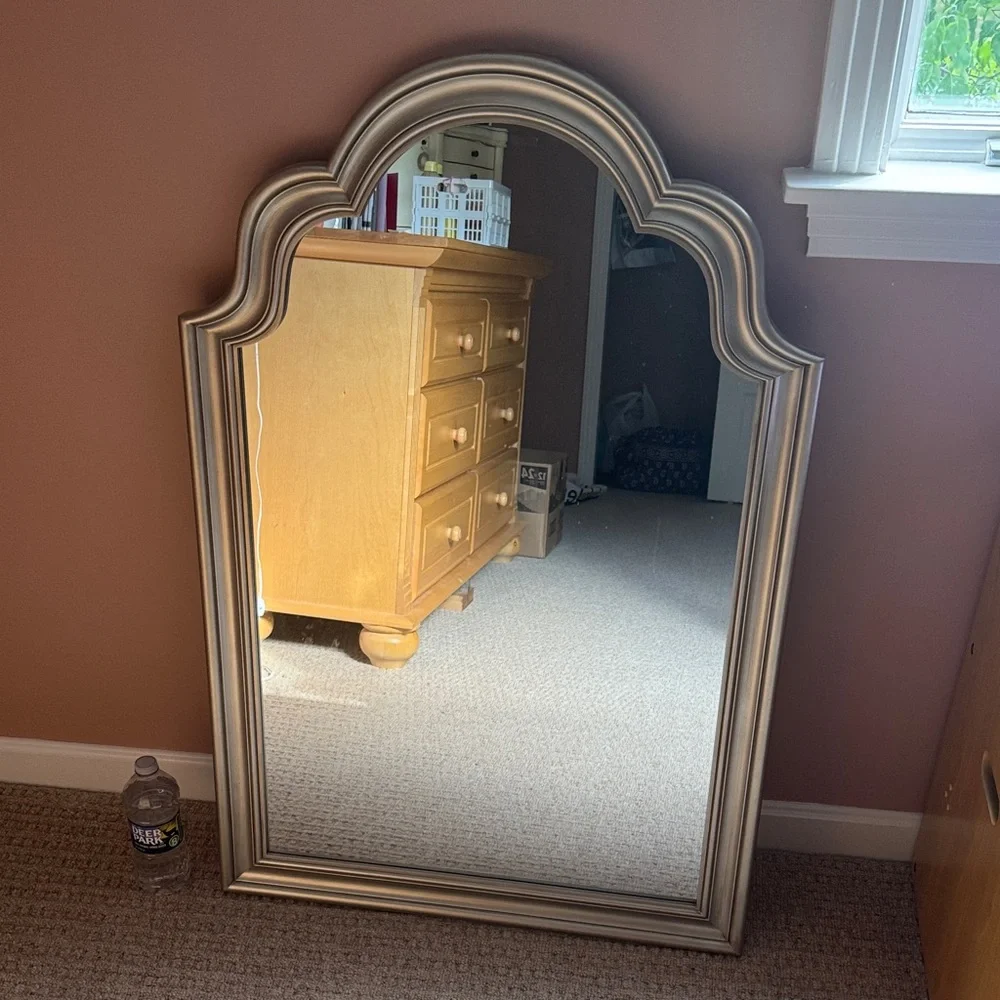 Elegant Chrome/Brass Arched Wall Mirror